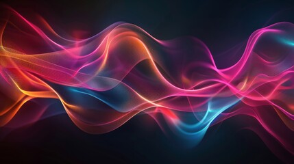 Wall Mural - Dive into a mesmerizing abstract wavy background with vibrant colors and smooth curves, exuding a modern, futuristic feel. Bright tones and neon accents create a magical, creative space