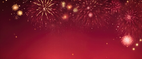 Wall Mural - Abstract background Maroon and gold fireworks and Bokeh