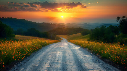 Amazing scenery in summer mountains. Lush grounds in glorious evening sunlight