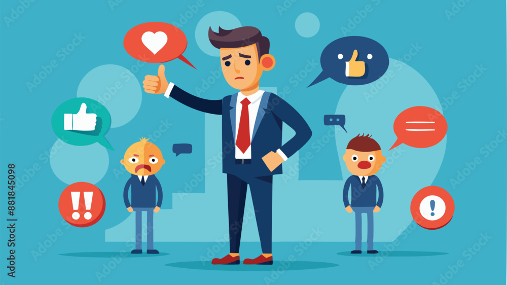 Businessman with Megaphone Spreading Fake News and Negative Feedback ...