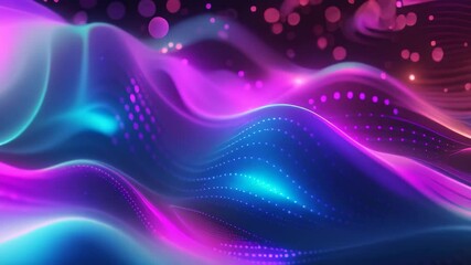 Poster - Abstract wave with neon hues and electric tones illuminating its shape, Incorporate neon hues and electric tones to capture the futuristic essence of tech waves