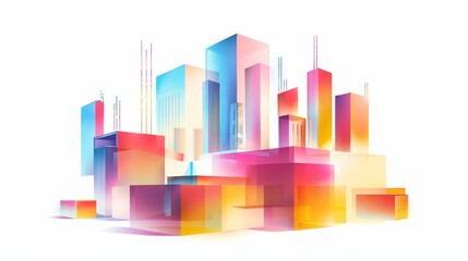 Wall Mural - Abstract Cityscape in Vibrant Hues