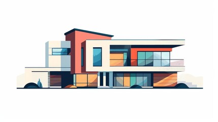 Wall Mural - Modern House with a Flat Roof and Large Windows