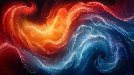 abstract cosmic swirls of fire and ice