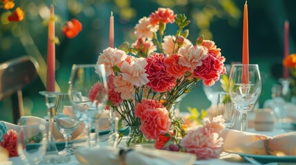 Wall Mural - Flowers of Carnation Decorating the Table