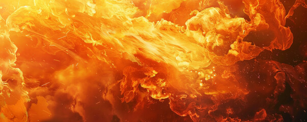 Wall Mural - A fire background featuring a fiery explosion, with intense flames and bright colors creating a powerful visual impact.