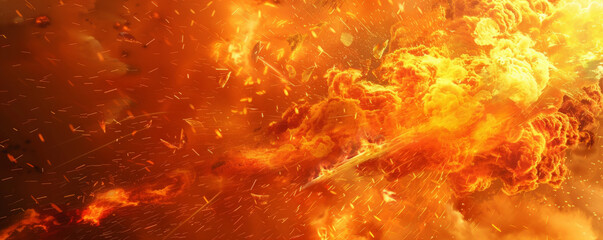 Wall Mural - A fire background with an explosion, flames bursting outward and creating a powerful and dynamic visual effect.