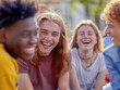 © Alexander Chaykin - A group of young people seated in a row, possibly at an event or party