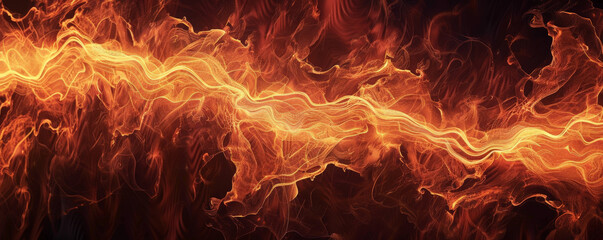 Wall Mural - A fire background with flames forming abstract patterns against a black backdrop, creating a visually striking and dynamic scene.