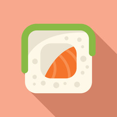 Sticker - Illustration featuring a salmon sushi nigiri with a green seaweed wrapping, ideal for projects related to japanese cuisine