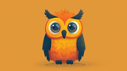 owl with big eyes. illustration of a cartoon cute owl.