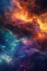 Wall Mural - Colorful nebula in outer space with stars and galaxies