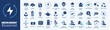 © stockgood - Net zero and green energy icon set. CO2 neutral, sustainable development editable stroke outline icons set isolated on white background flat vector illustration.