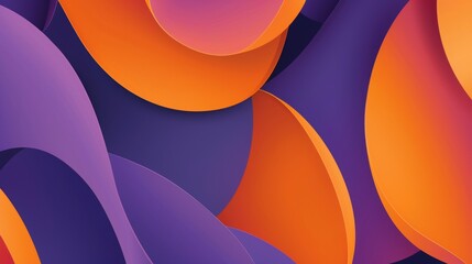 Wall Mural - overlapping vector shapes, purple and orange, abstract, clear edge definition, balanced asymmetry