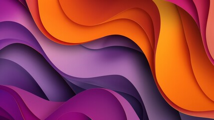 Wall Mural - overlapping vector shapes, purple and orange, abstract, clear edge definition, balanced asymmetry