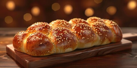 Canvas Print - Freshly baked bread on cutting board