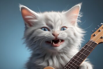 musical cat plays guitar and sings