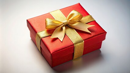 Poster - Red gift box with gold ribbon, perfect for Christmas or special occasions, gift, present, box, red, gold, ribbon, bow