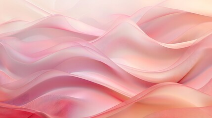 Wall Mural - Minimalist abstract design featuring soft pink waves on a textured background, with gradients and a clean aesthetic for versatile use. 