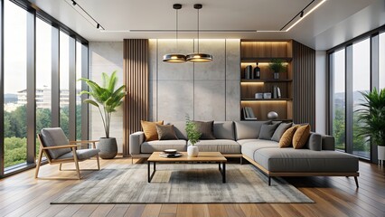 Poster - Modern living room interior with minimalist design, modern, living room, interior, minimalist, design, furniture