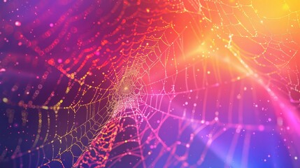 Intricate web patterns in vibrant colors starry highlights gradient background
