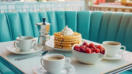 Wall Mural - a diner setting with biscuits and gravy served with coffee