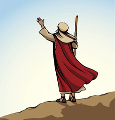 Wall Mural - Moses with the staff. Vector drawing