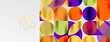 © antishock - Mosaic geometric elements. Colorful circles, round geometric shapes and lines with shadow 3d effects. Simple forms abstract background for wallpaper, banner, template or landing