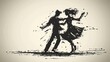 © yailek - The image shows two people dancing. The man is wearing a suit and the woman is wearing a dress. They are dancing in a ballroom. The background is white.