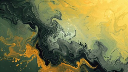 Toxic yellow and smoggy gray wallpaper with chemical spill shapes