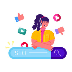 Poster - A flat style illustration of seo marketing 