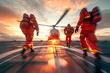 © Renata Hamuda - blurred motion of rescue and paramedics team running to a helicopter emergency medical service