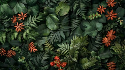 Canvas Print - Lush Green Foliage with Hints of Orange