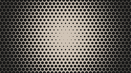 Leinwandbilder - Dynamic Moving Hexagons Ring Circle on Hexagonal Grid. Abstract Geometric Monochrome Pattern. Abstract Tech Background. Vector Illustration. Halftone Multi Scale Pattern.