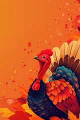 Canvas Print - Turkey on Orange Background