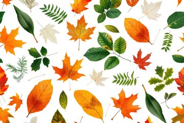 Canvas Print - Colored Leaves on White Surface