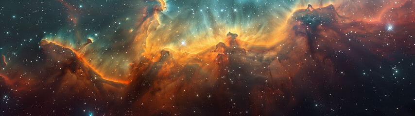 Wall Mural - Deep space astrophotography of a colorful nebula, universe background panorama