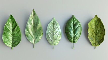 Wall Mural - 3D models of stylized leaves