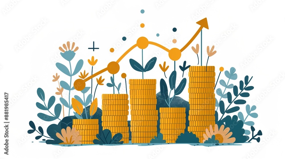 Coins stacked gradually - charts and trends concept - value ...