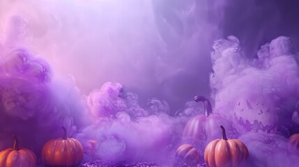 ethereal harvest: pumpkins in purple mist