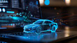 © ZIA CREATIVE - 'Futuristic Holographic Car Projection: Realistic 3D Visualization on a Laptop Display'