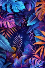 Wall Mural - Tropical Leaves on Dark Background