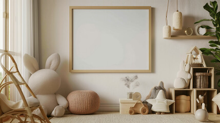 Canvas Print - Stylish and cozy children's room interior with plush toys and modern decor