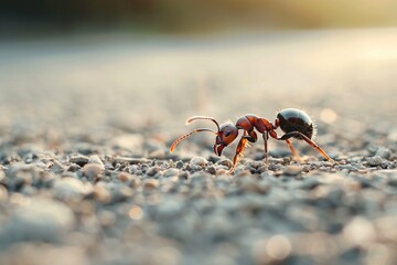 Wall Mural - red ant on the beach