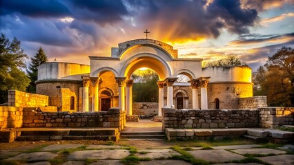 Wall Mural - Ruins of Round (Golden) Church  of St. John, Preslav near The Second capital city of the First  Bulgarian Empire  Great Preslav, Bulgaria