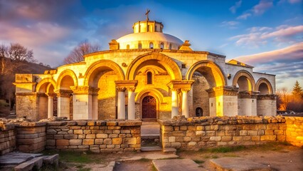 Wall Mural - Ruins of Round (Golden) Church  of St. John, Preslav near The Second capital city of the First  Bulgarian Empire  Great Preslav, Bulgaria