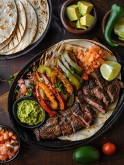 Canvas Print - Steak with Peppers and Guacamole