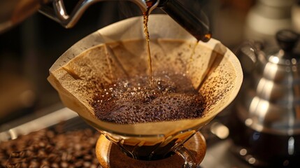 Poster - Describe the aroma of freshly brewed coffee and its effect on your senses.