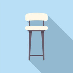 Poster - Modern bar stool with white leather seat and back, standing on blue background