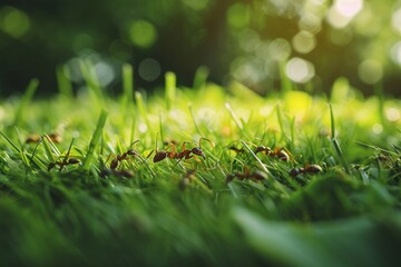 Wall Mural - green grass with dew drops